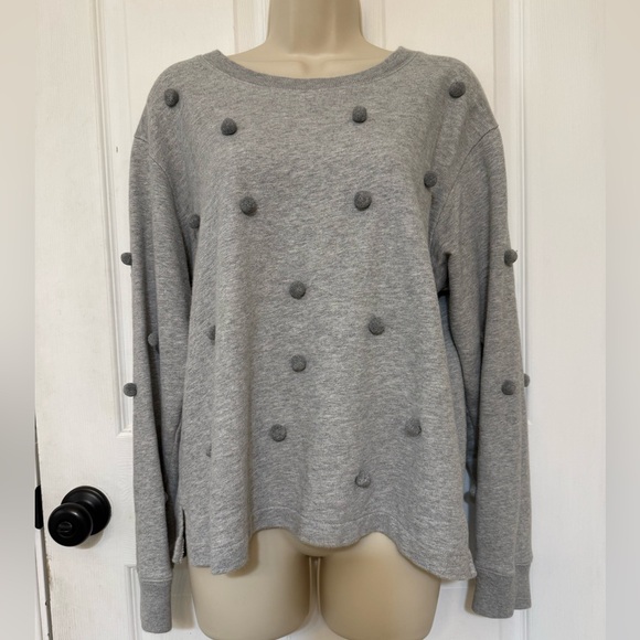 J.Crew Textured Dot Cotton Cozy Sweater | Gray | Size M - Picture 3 of 5